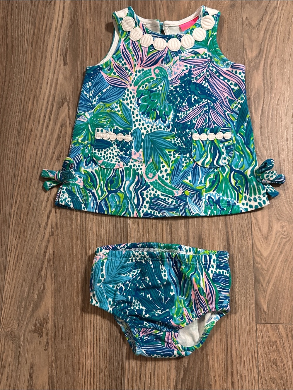 Lilly Pulitzer Baby Girl Blue, Green & Pink Floral Dress Set